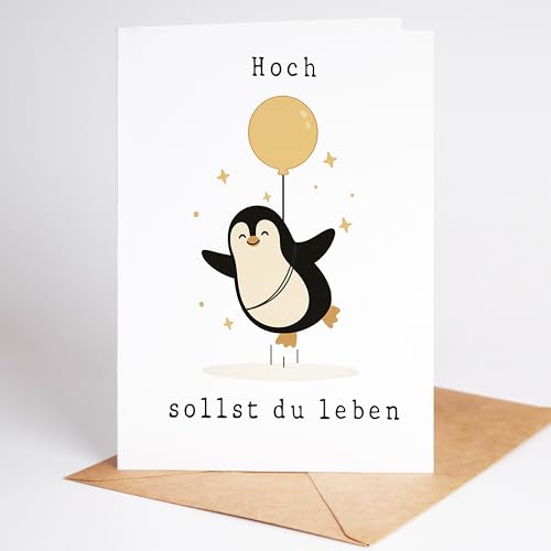 Lovely Cards - Hoch sollst du leben Pinguin - lustige Geburtstagskarten für Frauen Männer - Mann Frau - Geburtstagskarte lustig - lustige Geburtstagsgeschenke - A6 (Klappkarte) 40. Jahre 30. Jahre von Lovely Cards