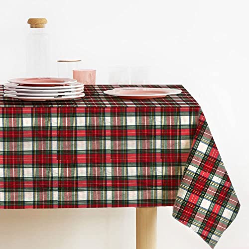 Lovely Home Weihnachtstischdecke für Weihnachten, rechteckig, gefärbter Stoff, Lurex-Tartan, hergestellt in Italien, Weihnachtstischdecke Made in Italy, schottisches Muster (140 x 180 cm, Weiß) von LOVELY HOME