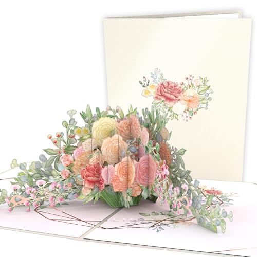 Lovepop® Hochzeitsblumen 3D-Pop-Up-Karte | Hochzeits-Grußkarte mit Einsteckfach und Umschlag, einzigartige Pop-up-Hochzeitskarte mit Blumenstrauß | besondere 3D-Klappkarte zur Verlobung oder Hochzeit von Lovepop