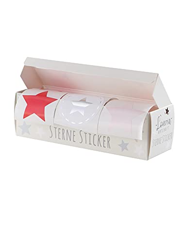 Loveria Sticker Set Sterne | 150 große Sternsticker in 3 Farben, 50 Aufkleber pro Farbe | ideal für Geschenke, Briefe, Postkarten, Basteln | 4,5cm von Loveria