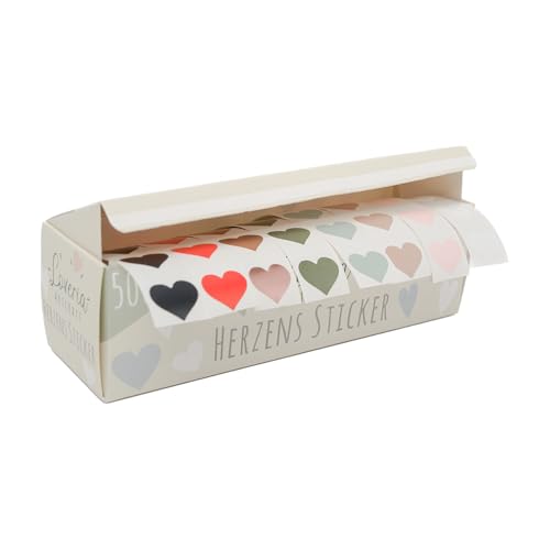 Loveria Sticker Set Herzen | 500 Herzsticker in 8 Farben, 72 Aufkleber pro Farbe | ideal für Hochzeit, Geschenke, DIY, Briefe, Postkarten, Valentinstag | 1,5cm von Loveria