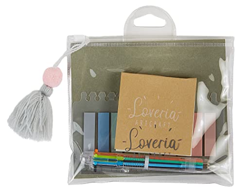 Loveria Transparente Haftnotizen Set | 150x durchsichtige Post It (7,5cm) + 60x Post It Bunt Transparent (4cm) + 1x Multicolor Kugelschreiber von Loveria