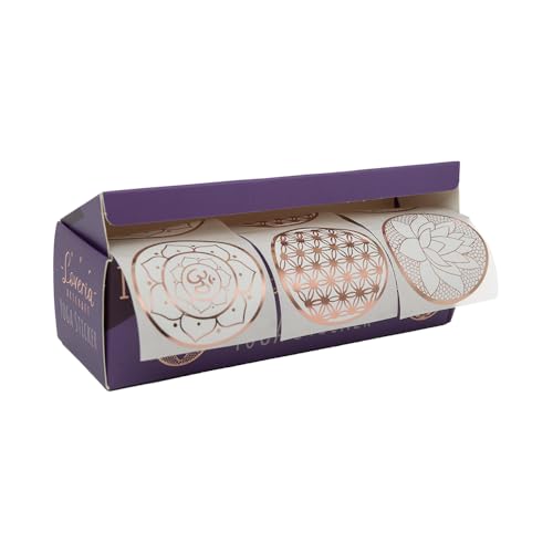 Loveria Yoga Sticker - 150 Energie Sticker, Blume des Lebens Aufkleber, Lotusblume, OM, rose gold metallic, rosa, je Motiv 50 Stück, ca. 4,5cm Loveria Yoga Sticker - 150 Energie Sticker, Blume des Lebens Aufkleber, Lotusblume, OM, rose gold metallic, rosa, je Motiv 50 Stück, ca. 4,5cm von Loveria