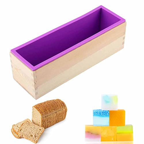 Seifenformen, Holz Seifenform, 1200ML Seifenformen Silikon, Rechteckig Silikonform Seife, Seifenform Silikon Geeignet für Handarbeit DIY Schokolade Kuchen Pudding von Lovesmile