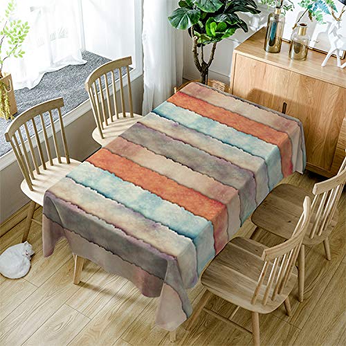 Gartentischdecke Orange Khaki Streifen Tischdecke Outdoor Indoor Wasserdicht Tischdecke Geburtstag Tischdecke Abwaschbar Fleckschutz Party Tischdecke Esstisch Table Cloth(140x180cm) von Lovewang