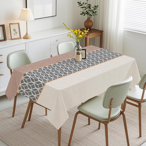 Tischdecke Geburtstag Beige Grau Retro Tischdecke Abwaschbar Polyester Stoff Gartentischdecke Party Wasserabweisend Table Cloth Abwischbare Tischtuch Quadratisch(140x140cm) von Lovewang