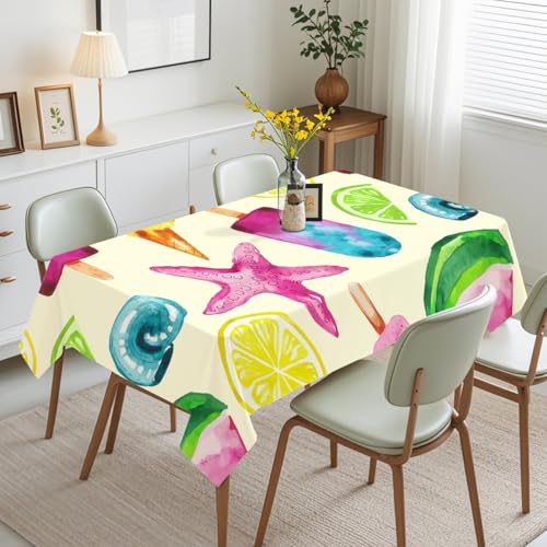 Tischdecke Geburtstag Beige Green Print Tischdecke Abwaschbar Stoff Gartentischdecke Party Outdoor Indoor Wasserabweisend Table Cloth Abwischbare Tischtuch Rechteckig(140x240cm) von Lovewang