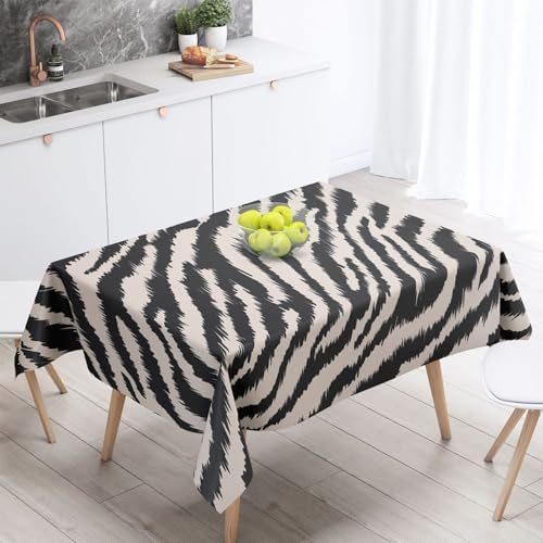 Tischdecke Geburtstag Beige Schwarz Abstrakt Tischdecke Abwaschbar Polyester Stoff Gartentischdecke Party Wasserabweisend Table Cloth Abwischbare Tischtuch Quadratisch(90x90cm) von Lovewang