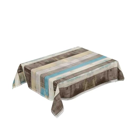 Tischdecke Geburtstag Blau Braun Holz Tischdecke Abwaschbar Polyester Stoff Gartentischdecke Party Wasserabweisend Table Cloth Abwischbare Tischtuch Quadratisch(90x90cm) von Lovewang