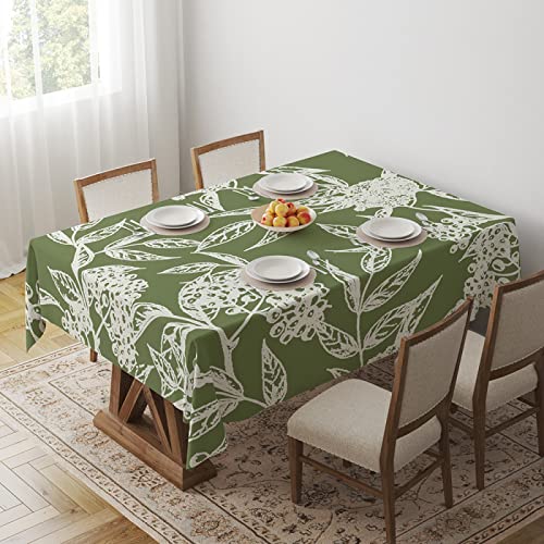 Tischdecke Geburtstag Elegante Grüne Blumen Tischdecke Abwaschbar Polyester Stoff Gartentischdecke Party Wasserabweisend Table Cloth Abwischbare Tischtuch Quadratisch(90x90cm) von Lovewang