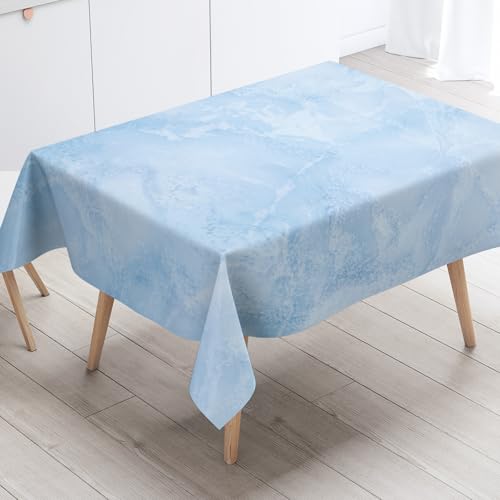 Tischdecke Geburtstag Eleganter Blauer Marmor Tischdecke Abwaschbar Polyester Stoff Gartentischdecke Party Wasserabweisend Table Cloth Abwischbare Tischtuch Quadratisch(90x90cm) von Lovewang