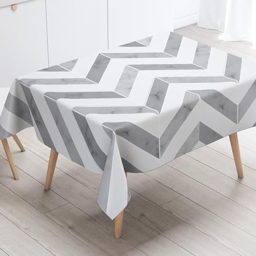 Tischdecke Geburtstag Graue Weiße Streifen Tischdecke Abwaschbar Polyester Stoff Gartentischdecke Party Wasserabweisend Table Cloth Abwischbare Tischtuch Quadratisch(90x90cm) von Lovewang