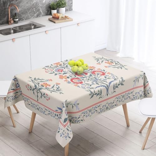 Tischdecke Geburtstag Grün Blau Blumen Tischdecke Abwaschbar Polyester Stoff Gartentischdecke Party Wasserabweisend Table Cloth Abwischbare Tischtuch Quadratisch(90x90cm) von Lovewang