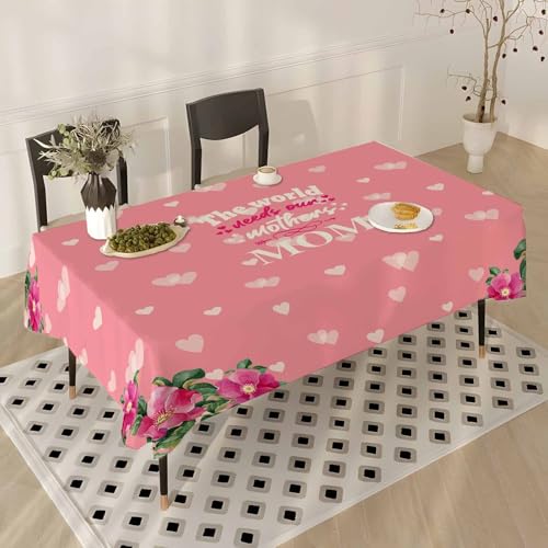 Tischdecke Geburtstag Rosa Herzblume Tischdecke Abwaschbar Polyester Stoff Gartentischdecke Party Wasserabweisend Table Cloth Abwischbare Tischtuch Quadratisch(90x90cm) von Lovewang