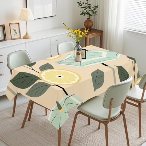 Tischdecke Geburtstag Zitronengelb Orange Tischdecke Abwaschbar Stoff Gartentischdecke Party Outdoor Indoor Wasserabweisend Table Cloth Abwischbare Tischtuch Rechteckig(140x200cm) von Lovewang