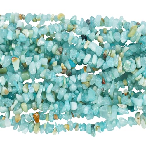 Lovionus89 150cm Amazonit unregelmäßig geformter Kristall und heilende getrommelte Chipsteinperlen für die Schmuckherstellung Grün von Lovionus89