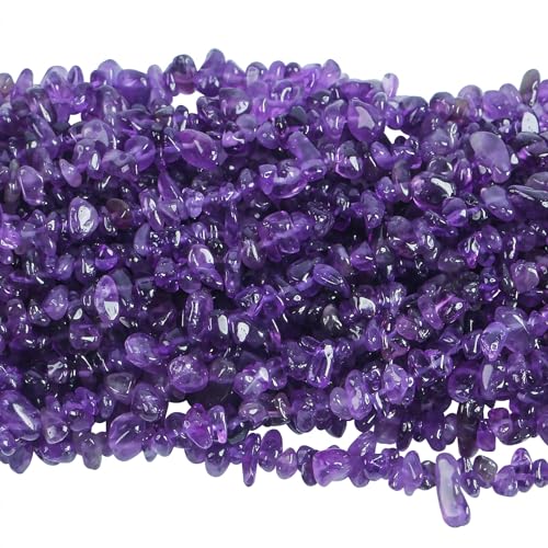 Lovionus89 150cm Amethyst unregelmäßig geformter Kristall und heilende getrommelte Chipsteinperlen für die Schmuckherstellung Violett von Lovionus89