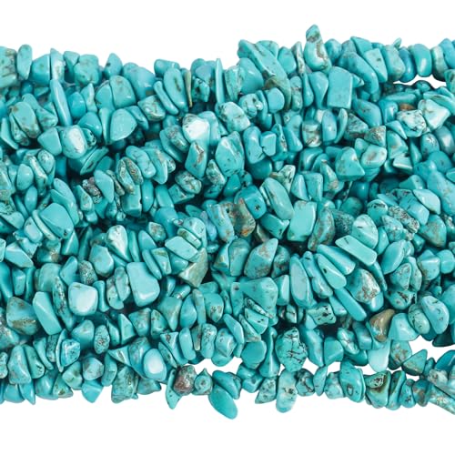 Lovionus89 150cm Blaues Howlite Türkis unregelmäßig geformter Kristall und heilende getrommelte Chipsteinperlen für die Schmuckherstellung von Lovionus89