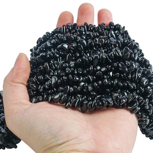 Lovionus89 150cm Schwarzer Obsidian unregelmäßig geformter Kristall und heilende getrommelte Chipsteinperlen für die Schmuckherstellung Lovionus89 150cm Schwarzer Obsidian unregelmäßig geformter Kristall und heilende getrommelte Chipsteinperlen für die Schmuckherstellung von Lovionus89