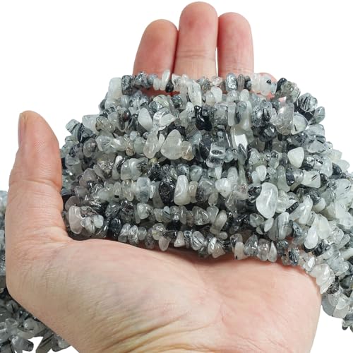 Lovionus89 150cm Schwarzer Rutilquarz unregelmäßig geformter Kristall und heilende getrommelte Chipsteinperlen für die Schmuckherstellung Lovionus89 150cm Schwarzer Rutilquarz unregelmäßig geformter Kristall und heilende getrommelte Chipsteinperlen für die Schmuckherstellung von Lovionus89