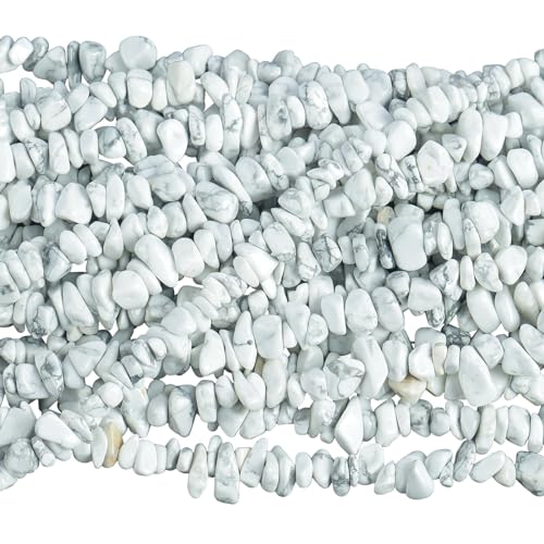 Lovionus89 150cm Weißes Howlite Türkis unregelmäßig geformter Kristall und heilende getrommelte Chipsteinperlen für die Schmuckherstellung von Lovionus89