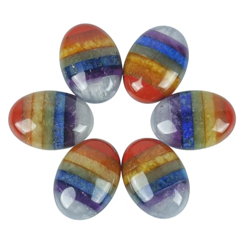 Lovionus89 18x25 mm ovale Cabochons Flatback Kristallheilstein für Schmuckherstellung DIY Pack von 6, 7-Chakra von Lovionus89