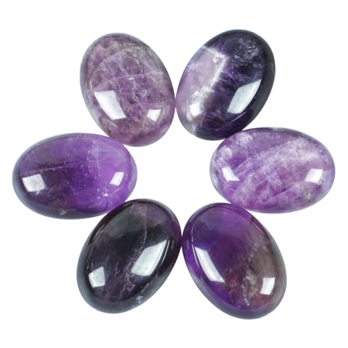Lovionus89 18x25 mm ovale Cabochons Flatback Kristallheilstein für Schmuckherstellung DIY Pack von 6, Amethyst von Lovionus89