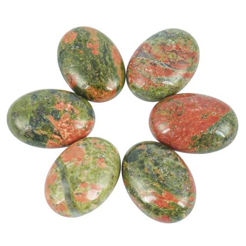 Lovionus89 18x25 mm ovale Cabochons Flatback Kristallheilstein für Schmuckherstellung DIY Pack von 6, Unakite Lovionus89 18x25 mm ovale Cabochons Flatback Kristallheilstein für Schmuckherstellung DIY Pack von 6, Unakite von Lovionus89