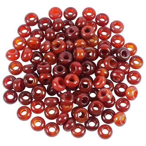 Lovionus89 20 Stück große Loch lose Stein Rondelle europäische Perlen für Charms Armband Kristalle Schmuck Voraussetzungen DIY, Karneol Lovionus89 20 Stück große Loch lose Stein Rondelle europäische Perlen für Charms Armband Kristalle Schmuck Voraussetzungen DIY, Karneol von Lovionus89