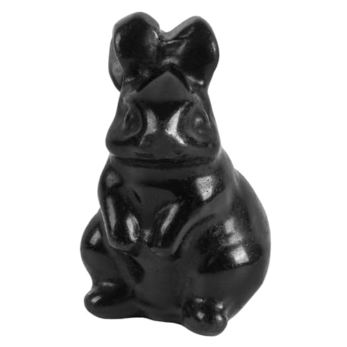 Lovionus89 Kaninchen Kristall Dekor Figuren, 5CM natürliche Heilungssteine Hand Geschnitzte Skulptur Ornamente Colletctible, Schwarzes Obsidian von Lovionus89