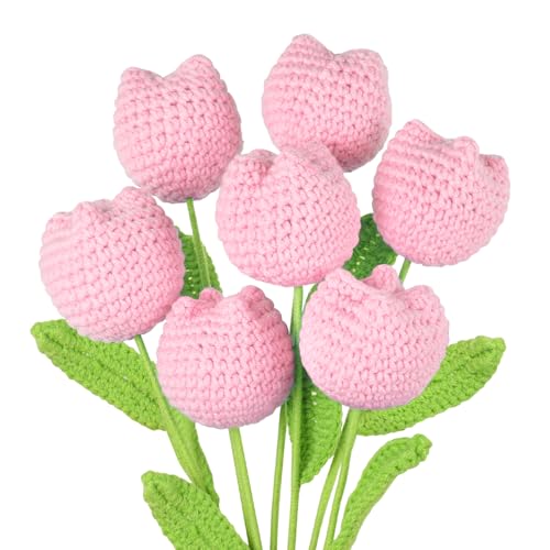Lovmeety 7 Stück Tulpen Häkelblumen, rosa künstliche Tulpen, gestrickte Blumen, fertig gehäkelter Blumenstrauß, Vasenfüller für Zuhause, Büro, Dekoration, Hochzeit, Geburtstagsgeschenk Lovmeety 7 Stück Tulpen Häkelblumen, rosa künstliche Tulpen, gestrickte Blumen, fertig gehäkelter Blumenstrauß, Vasenfüller für Zuhause, Büro, Dekoration, Hochzeit, Geburtstagsgeschenk von Lovmeety
