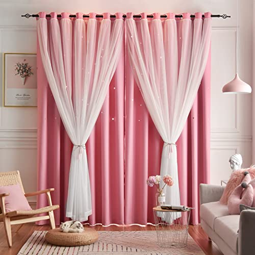 Loyala Vorhänge Vorhang Kinderzimmer Sterne Vorhänge für Kinder, Doppellagig Sternausschnitte Vorhänge, Dekoration für Schlafzimmer, 2 Paneele, Pink, 133 x 160 cm Loyala Vorhänge Vorhang Kinderzimmer Sterne Vorhänge für Kinder, Doppellagig Sternausschnitte Vorhänge, Dekoration für Schlafzimmer, 2 Paneele, Pink, 133 x 160 cm von Loyala