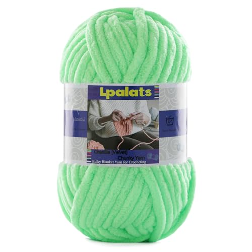 Dickes Chenille-Garn zum Häkeln, 1 Packung mit 100 g, #6 super sperrig, Polyester, Babydeckengarn zum Häkeln, Amigurumi-Decken (1, Aquagrün) von Lpalats