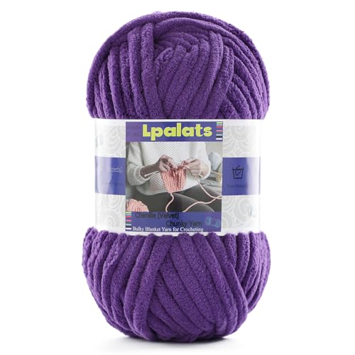 Dickes Chenille-Garn zum Häkeln, 1 Packung mit 100 g, #6 super sperrig, Polyester, Babydeckengarn zum Häkeln, Amigurumi-Decken (1, Dunkelviolett) von Lpalats