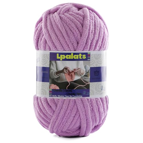 Dickes Chenille-Garn zum Häkeln, 1 Packung mit 100 g, #6 super sperrig, Polyester, Babydeckengarn zum Häkeln, Amigurumi-Decken (1, Hellviolett) von Lpalats
