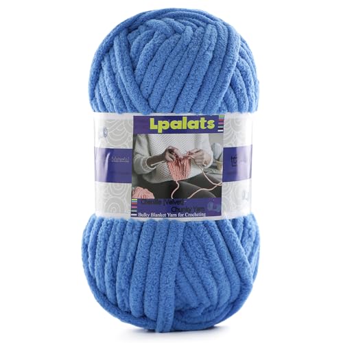 Dickes Chenille-Garn zum Häkeln, 1 Packung mit 100 g, #6 super sperrig, Polyester, Babydeckengarn zum Häkeln, Amigurumi-Decken (1, Himmelblau) von Lpalats