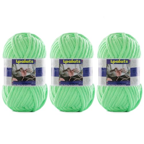 Dickes Chenille-Garn zum Häkeln, 3 Stück, 100 g, #6 super sperrig, Polyester, Babydeckengarn zum Häkeln, Amigurumi-Decken (3, Aquagrün) von Lpalats