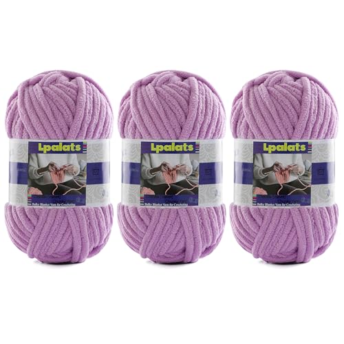 Dickes Chenille-Garn zum Häkeln, 3 Stück, 100 g, #6 super sperrig, Polyester, Babydeckengarn zum Häkeln, Amigurumi-Decken (3, Hellviolett) von Lpalats
