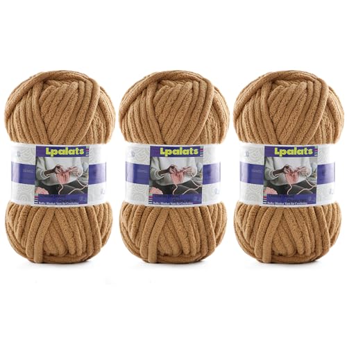Dickes Chenille-Garn zum Häkeln, 3 Stück, 100 g, #6 super sperrig, Polyester, Babydeckengarn zum Häkeln, Amigurumi-Decken (3, Kamel) von Lpalats