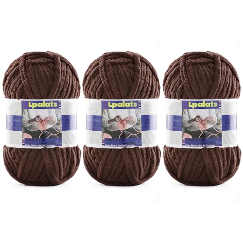 Dickes Chenille-Garn zum Häkeln, 3 Stück, 100 g, #6 super sperrig, Polyester, Babydeckengarn zum Häkeln, Amigurumi-Decken (3, dunkles Curry) von Lpalats