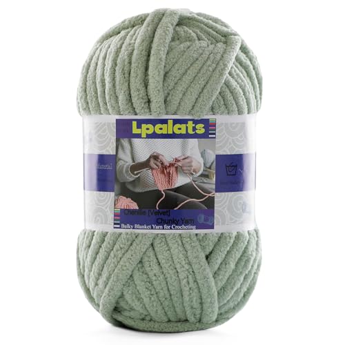 Dickes Chenille-Garn zum Häkeln – 1 Packung mit 100 g – #6 super sperrig – Polyester – Babydeckengarn zum Häkeln von Amigurumi-Decken (1, Avocadogrün) von Lpalats