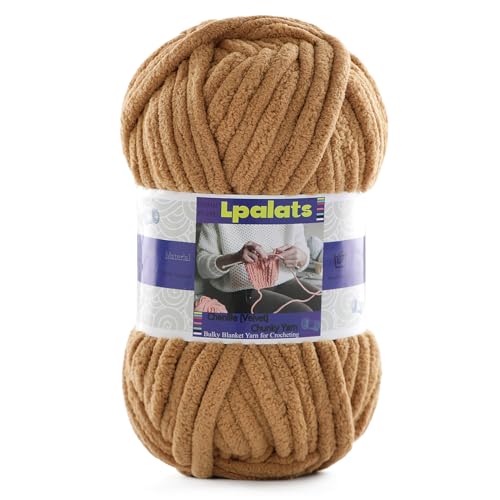 Dickes Chenille-Garn zum Häkeln – 1 Packung mit 100 g – #6 super sperrig – Polyester – Babydeckengarn zum Häkeln von Amigurumi-Decken (1, Kamel) von Lpalats