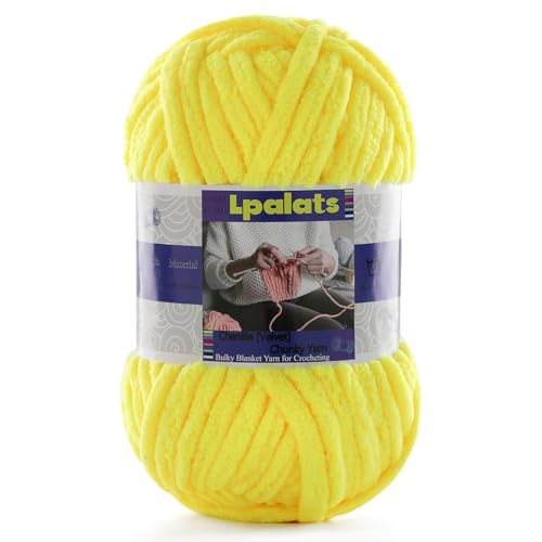 Dickes Chenille-Garn zum Häkeln – 1 Packung mit 100 g – #6 super sperrig – Polyester – Babydeckengarn zum Häkeln von Amigurumi-Decken (1, Kükengelb) von Lpalats
