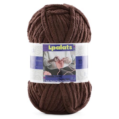 Dickes Chenille-Garn zum Häkeln – 1 Packung mit 100 g – #6 super sperrig – Polyester – Babydeckengarn zum Häkeln von Amigurumi-Decken (1, dunkles Curry) von Lpalats