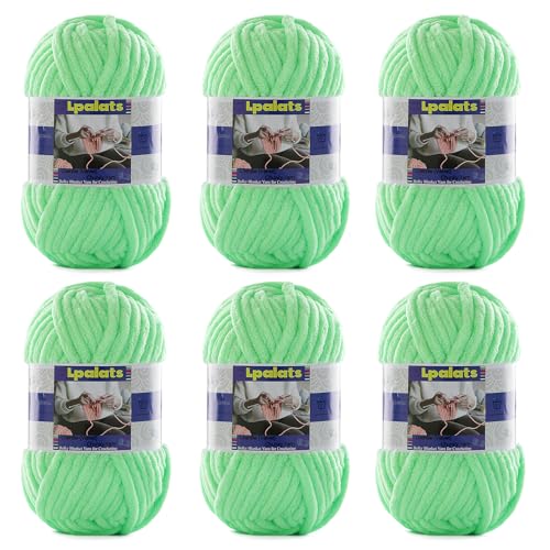 Grobes Chenille-Garn zum Häkeln, 6 Stück, 100 g, #6 super sperrig, Polyester, Babydeckengarn zum Häkeln, Amigurumi-Decken (6, Aqua Green) von Lpalats
