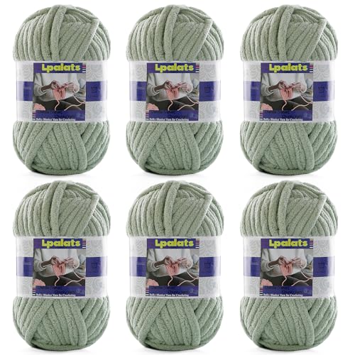 Grobes Chenille-Garn zum Häkeln, 6 Stück, 100 g, #6 super sperrig, Polyester, Babydeckengarn zum Häkeln, Amigurumi-Decken (6, Avocadogrün) von Lpalats