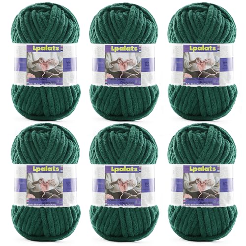 Grobes Chenille-Garn zum Häkeln, 6 Stück, 100 g, #6 super sperrig, Polyester, Babydeckengarn zum Häkeln, Amigurumi-Decken (6, Dunkelgrün) von Lpalats