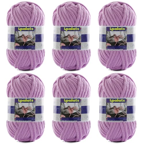 Grobes Chenille-Garn zum Häkeln, 6 Stück, 100 g, #6 super sperrig, Polyester, Babydeckengarn zum Häkeln, Amigurumi-Decken (6, Hellviolett) von Lpalats