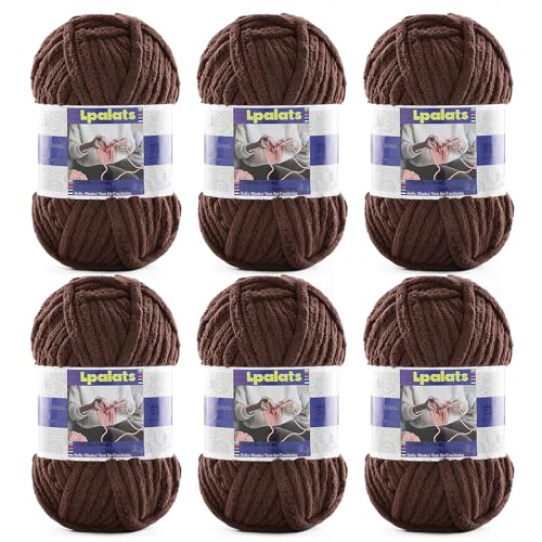 Grobes Chenille-Garn zum Häkeln, 6 Stück, 100 g, #6 super sperrig, Polyester, Babydeckengarn zum Häkeln, Amigurumi-Decken (6, dunkles Curry) von Lpalats