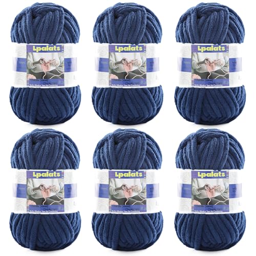 Grobes Chenille-Garn zum Häkeln, 6 Stück, 100 g, #6 super sperrig, Polyester, Babydeckengarn zum Häkeln, Amigurumi-Decken (6, gegerbtes Grün) von Lpalats